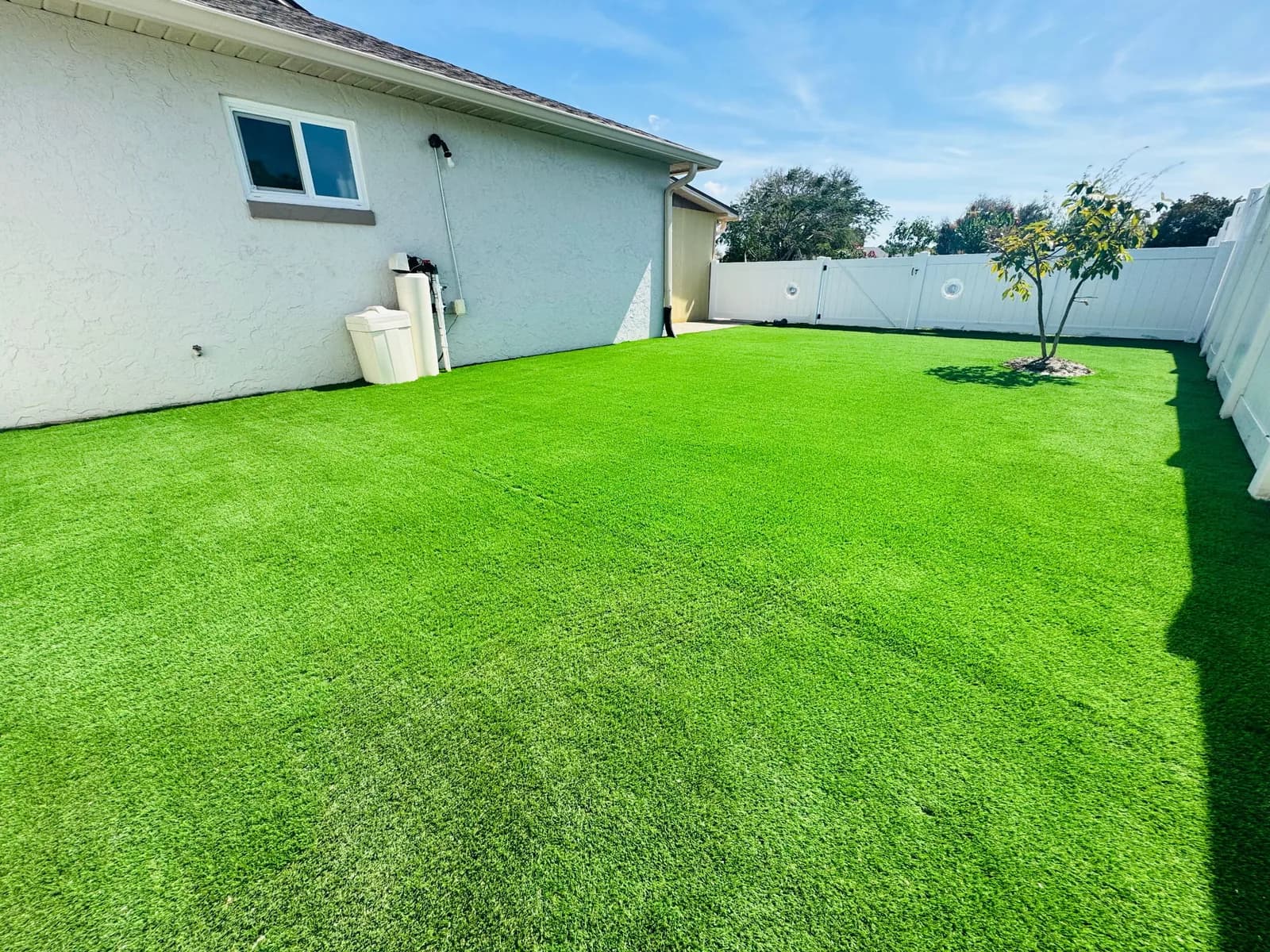 Artificial turf backyard